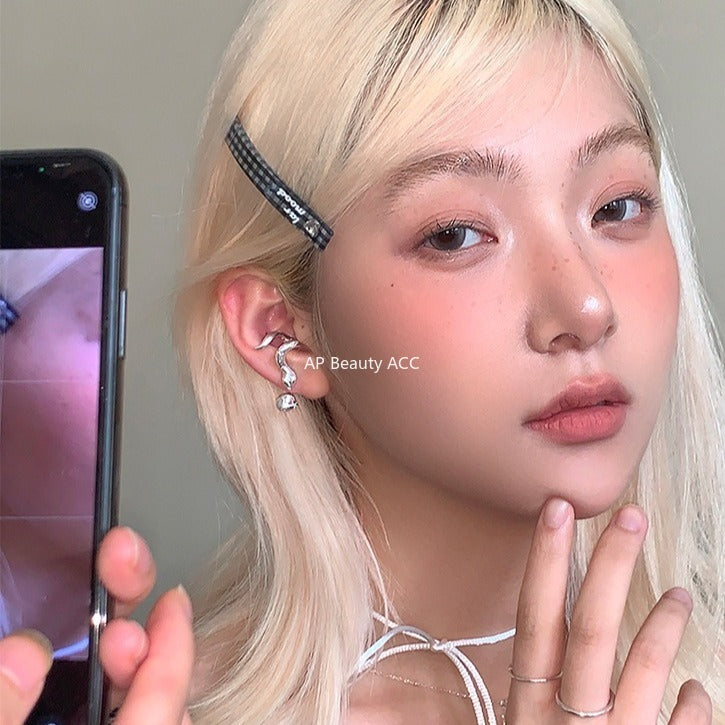 C廠-精緻甜美童趣風小蛇追蘋果銀針耳釘女小眾獨特高級感耳環秋冬耳飾「EH-4118」25.11-1