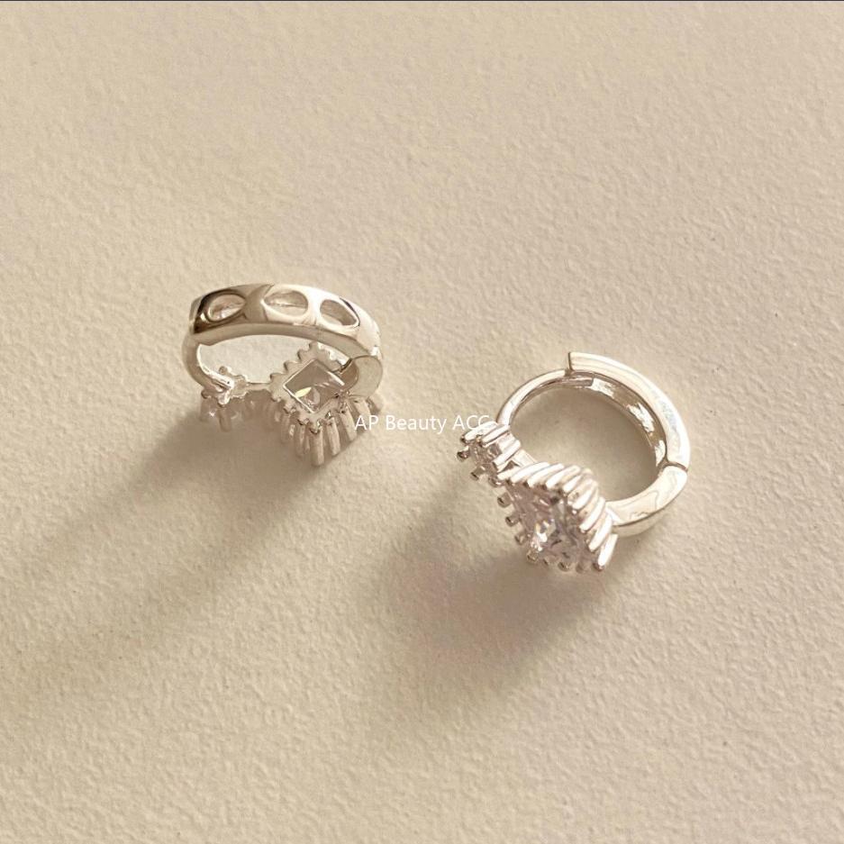 F廠-韓國韓版925純銀方鋯石耳釘耳扣女簡約時尚ins風耳環耳飾「C1029」25.11-2