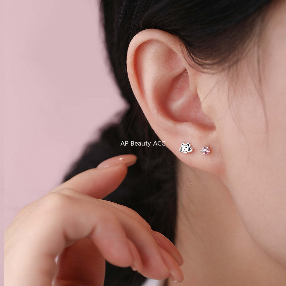 D廠-原創足銀S999貓咪小魚耳環溫柔精緻甜美小巧個性獨特韓風耳飾批發「YC9006E_1」25.12-2