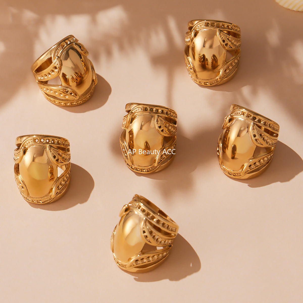 B廠-跨境熱銷新款不鏽鋼ins誇張戒指鍍18k真金小眾設計拇指護戒「A677」25.10-1