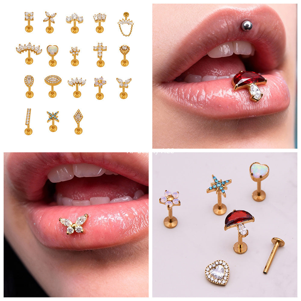 B廠-撒旦的孩子美人魚穿刺唇釘女鈦合釘甜酷辣妹唇環鈦合金飾品「T009」25.11-2