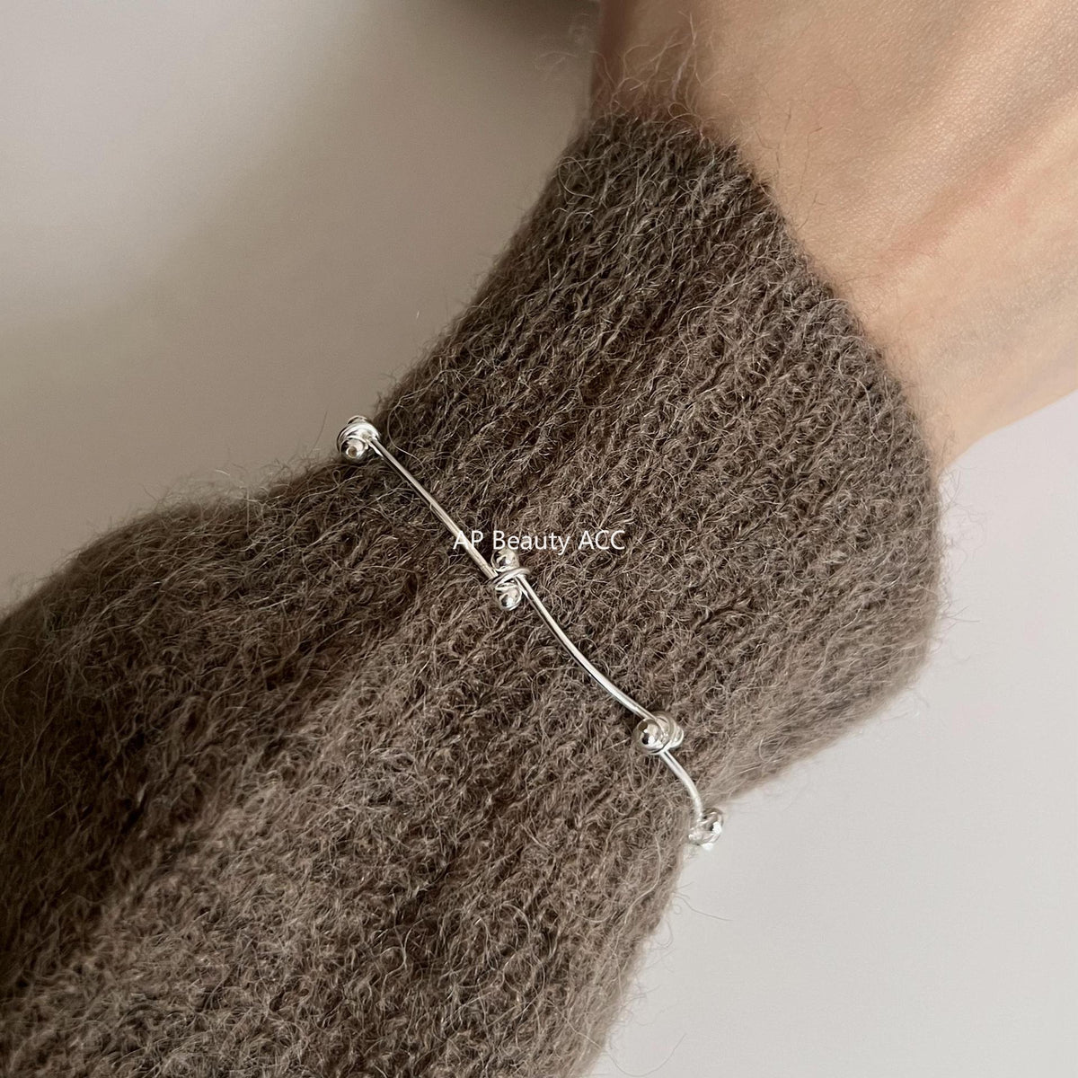 F廠-韓國韓版潮流 S925純銀折疊細線珠珠手鍊銀飾簡約手環首飾「A312」25.12-1