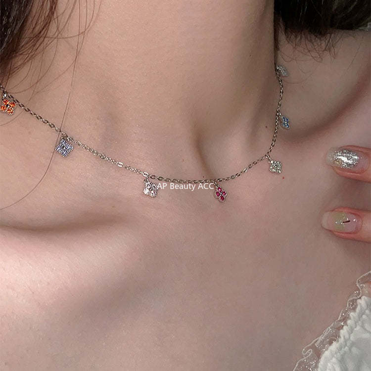 C廠-新款爆款復古多巴胺四葉草項鍊女925純銀百搭法式輕奢疊戴鎖骨鏈「XL-1214」25.12-2