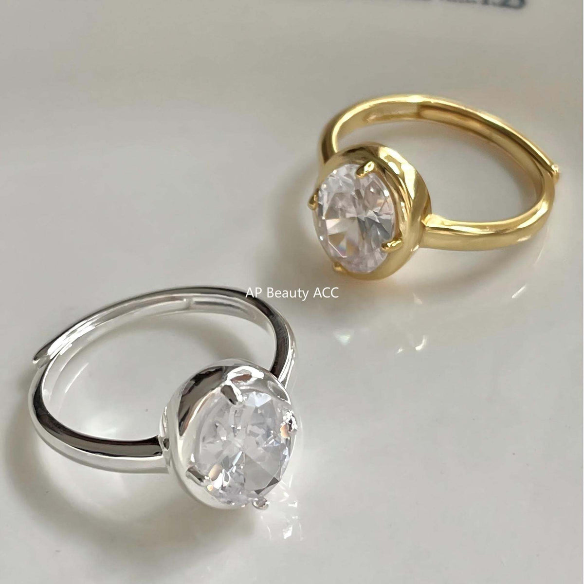 F廠-韓版韓版925純銀橢圓鋯石戒指簡約小紅書INS時尚開口戒「J2146」25.11-4