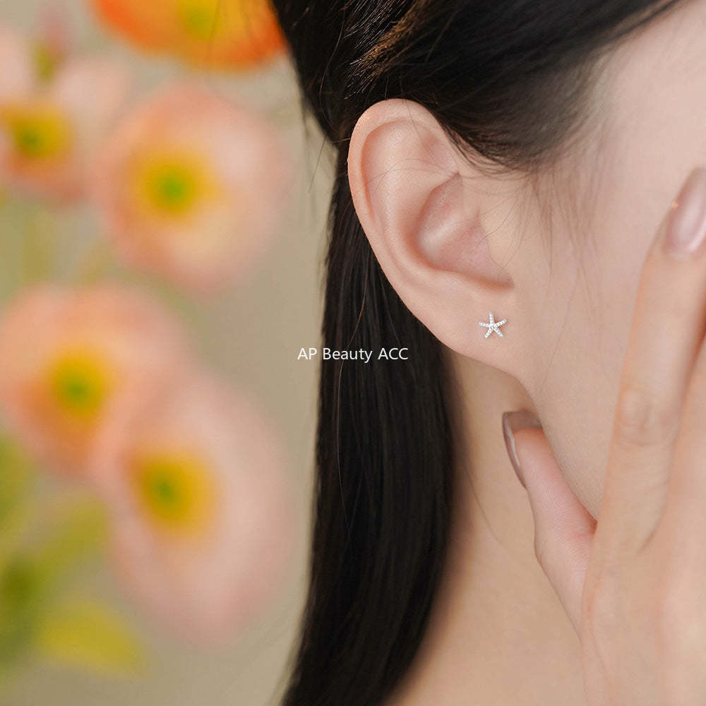 D廠-足銀S999海星螺絲耳環度假風韓系氛圍感獨特小巧溫柔精美耳飾「YC4299E_1」25.12-2