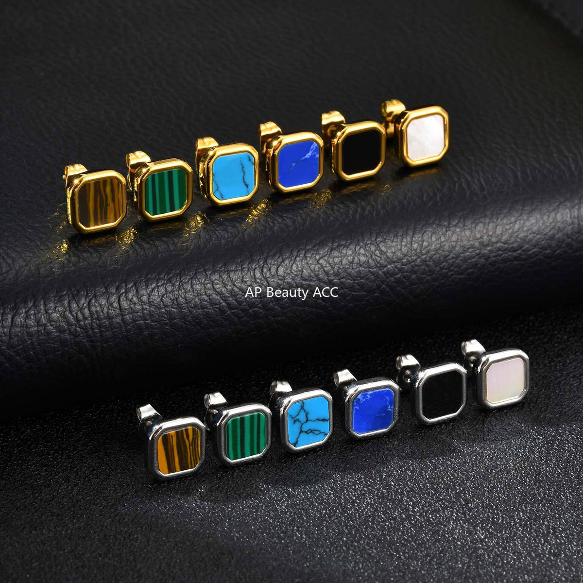 G廠-不鏽鋼時尚簡約款方形貝殼男女耳釘金色百搭潮流耳環批發「ES-728」25.12-2