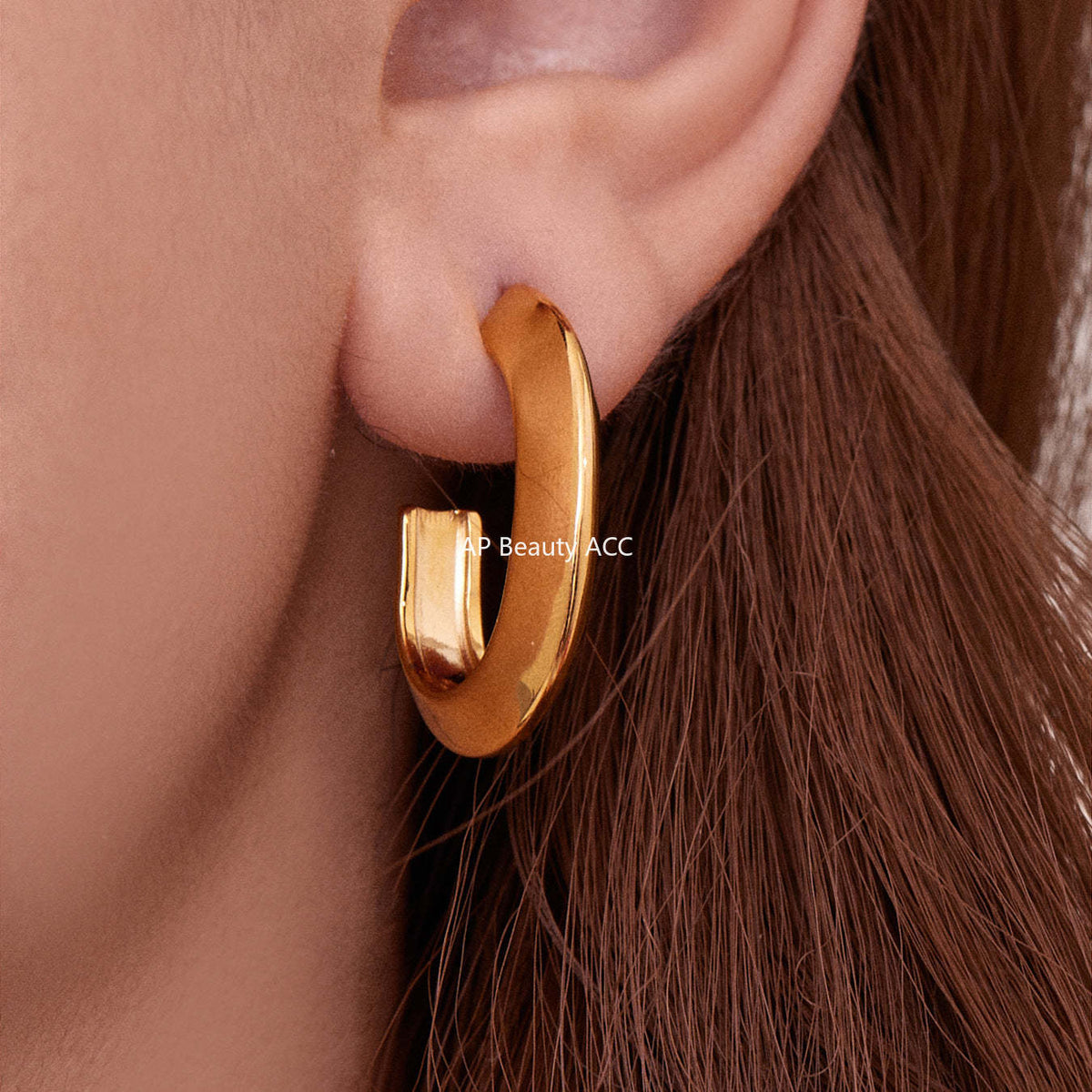 B廠-不鏽鋼凹槽弧面耳環歐美輕奢風小眾設計百搭耳飾鍍18k真金「F623」25.10-5