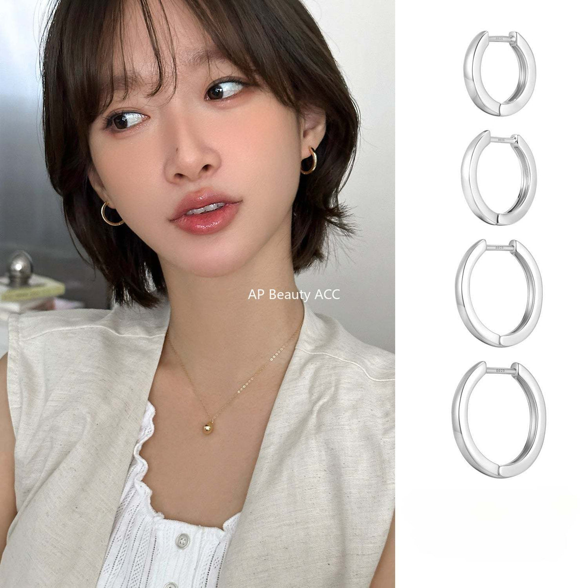 C廠-925銀針素圈直針耳環女秋冬時尚韓版高級感耳扣輕奢氣質百搭耳飾「EH-4169」25.12-1