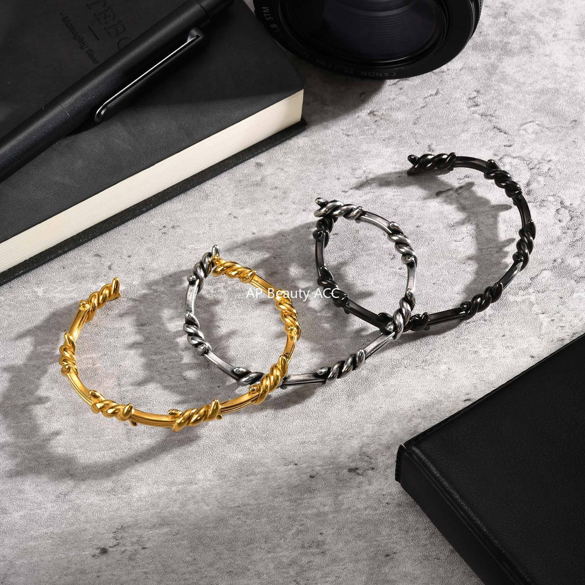 G廠-歐美跨境熱銷 男士不鏽鋼打結C形開口手鐲 時尚百搭飾品批發「B-510」25.11-1