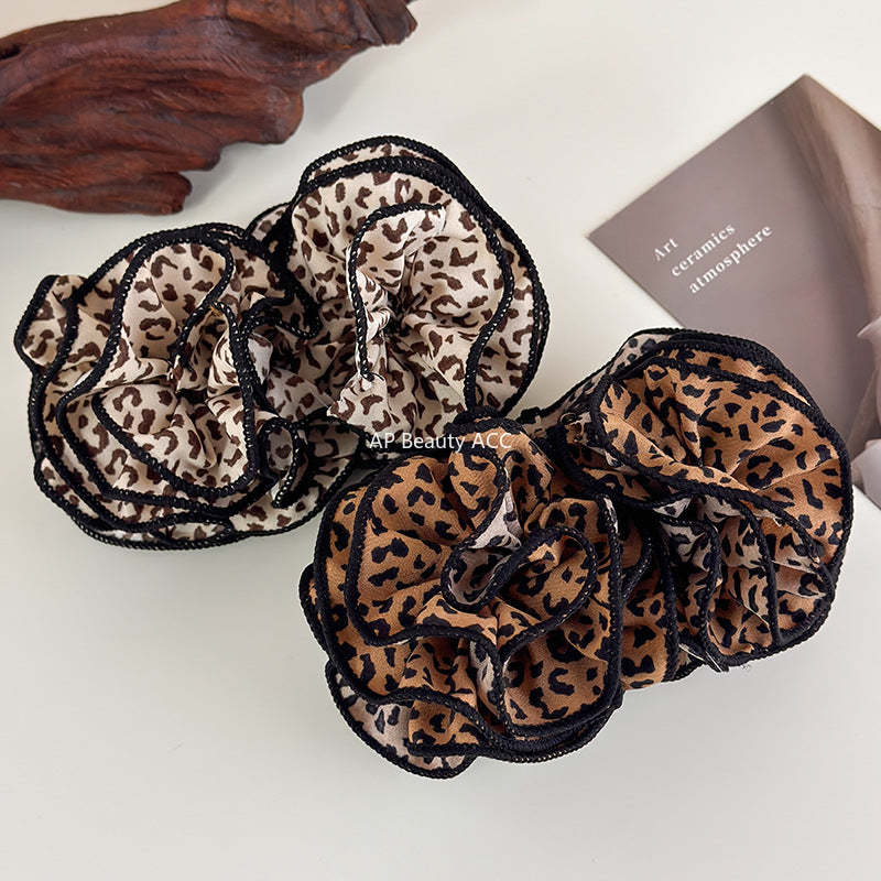 E廠-復古裙擺立體豹紋花朵香蕉夾髮卡增高馬尾竪夾髮爪盤髮橫夾髮飾品「27718」25.11-4