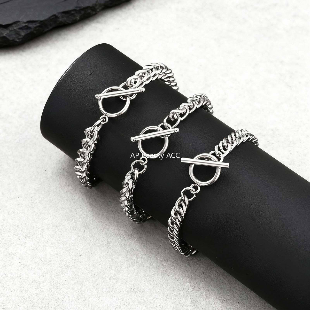 G廠-不鏽鋼酷帥古巴鏈簡約冷淡風單層龍骨鏈OT扣日常疊戴手鍊「BR-1749」25.12-1