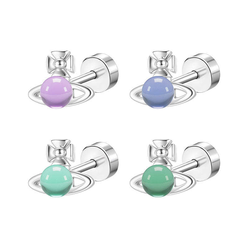 C廠-輕奢小眾高級感星球耳釘女多巴胺甜美鈦鋼耳環精緻甜酷風秋冬耳飾「EH-4343」25.12-2