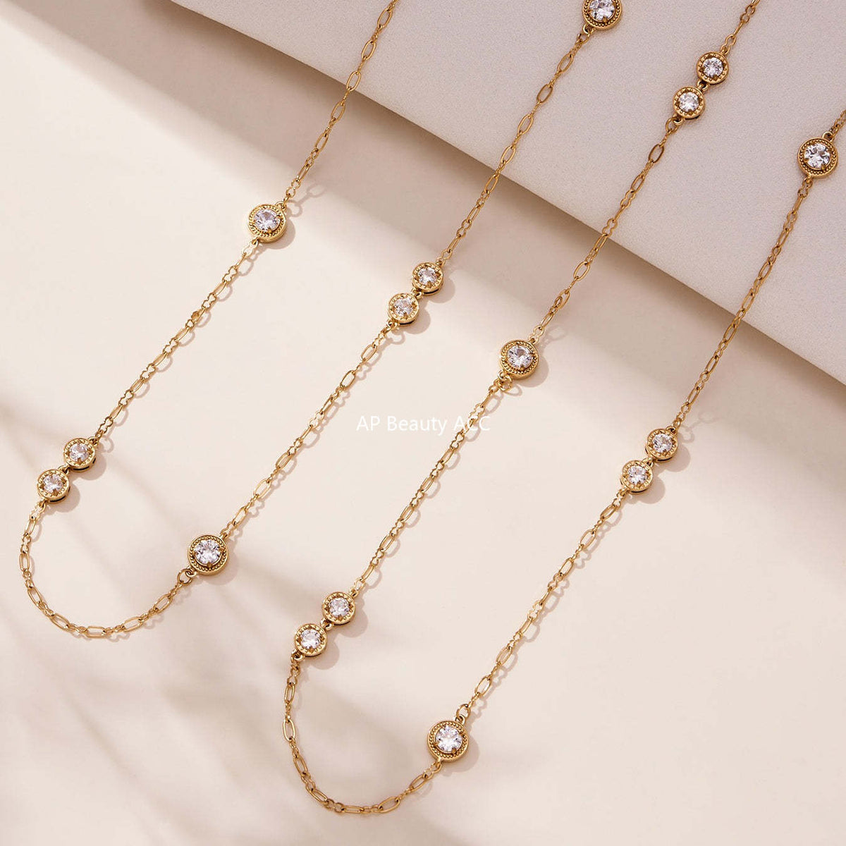 B廠-法式秋冬超閃爪鑽5A鋯石長款毛衣鏈不鏽鋼鍍18k真金不掉色「M083」25.11-3