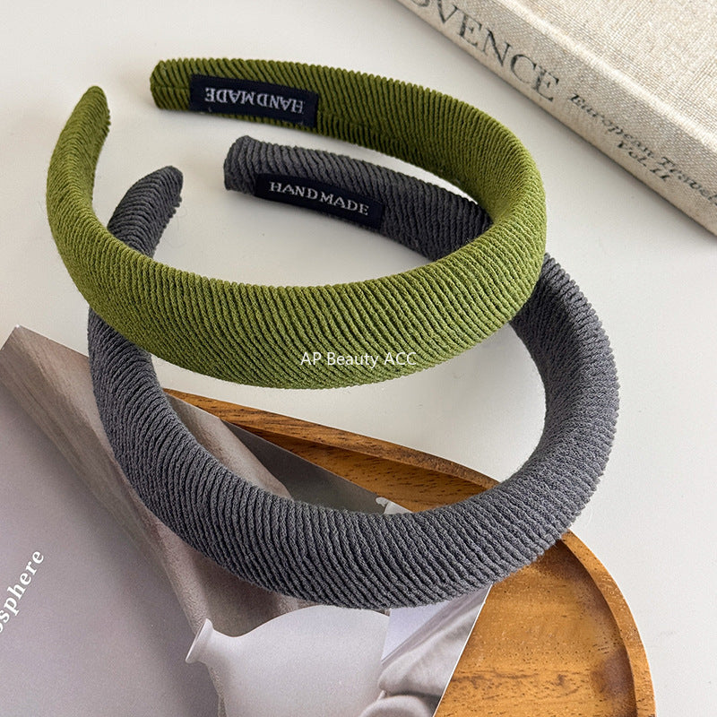 E廠-復古螺紋高顱頂海綿髮箍女款百搭外出寬邊網紅2025年新款氣質頭箍「21924」25.11-2