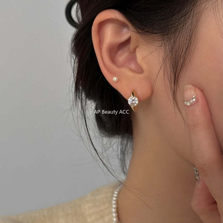 C廠-耳環新爆耳釘小眾設計鋯石耳圈銀針耳耳飾女高級感氣質耳飾「EH-2549.SJ」25.12-3