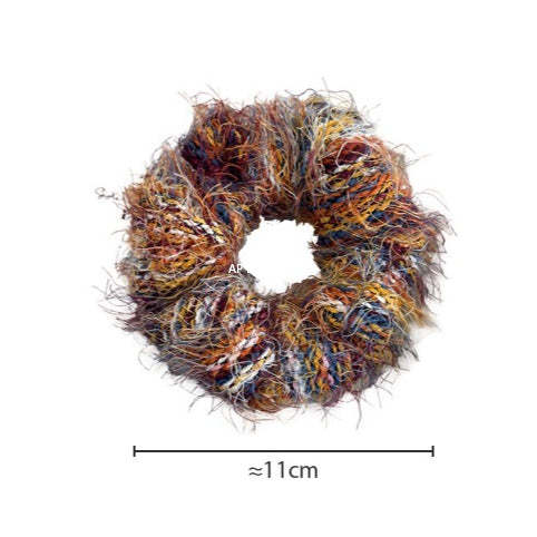 E廠-高級感彩色毛線編織大腸髮圈個性氣質馬尾髮繩小眾設計感韓版髮飾「24417」25.11-1