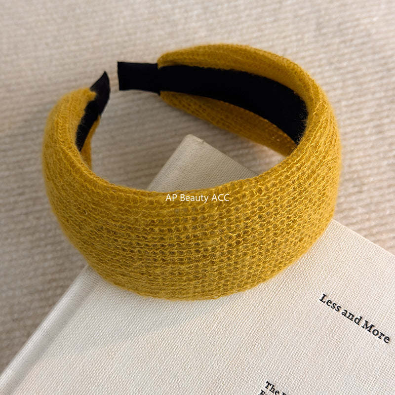 E廠-秋冬針織高顱頂毛線寬邊髮箍女高級感洋氣時尚壓髮頭箍髮卡頭飾潮「27794」25.12-3