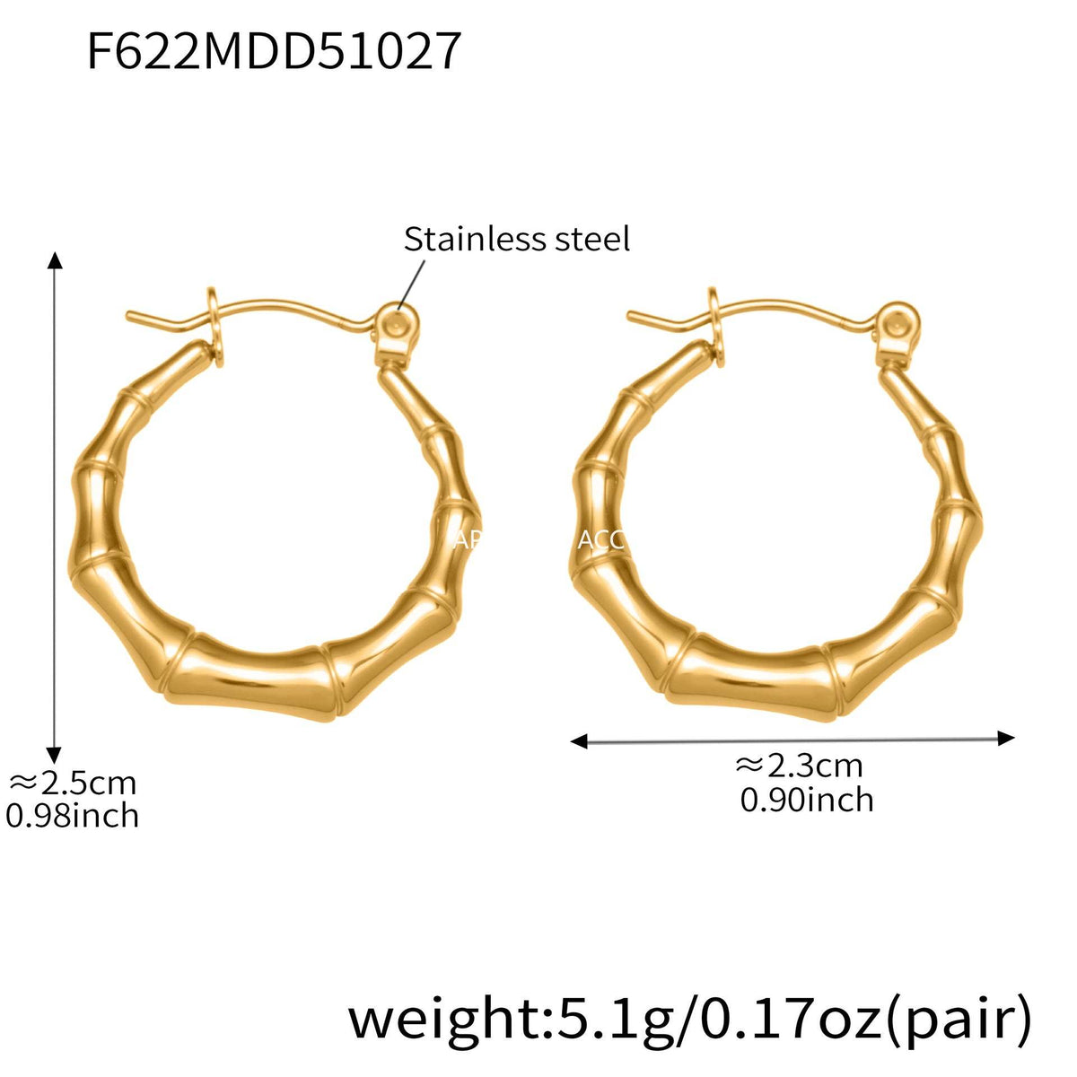 B廠-不鏽鋼幾何竹節U型耳環ins小眾設計耳飾鍍18k真金珠寶首飾「F622」25.10-5