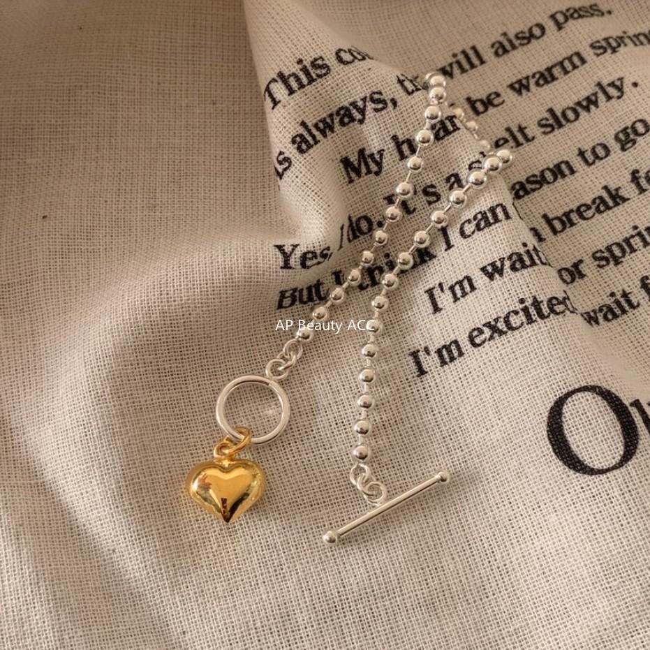 F廠-韓國明星同款S925純銀圓珠愛心簡約光珠鏈手鐲手環手飾「A323」25.11-2