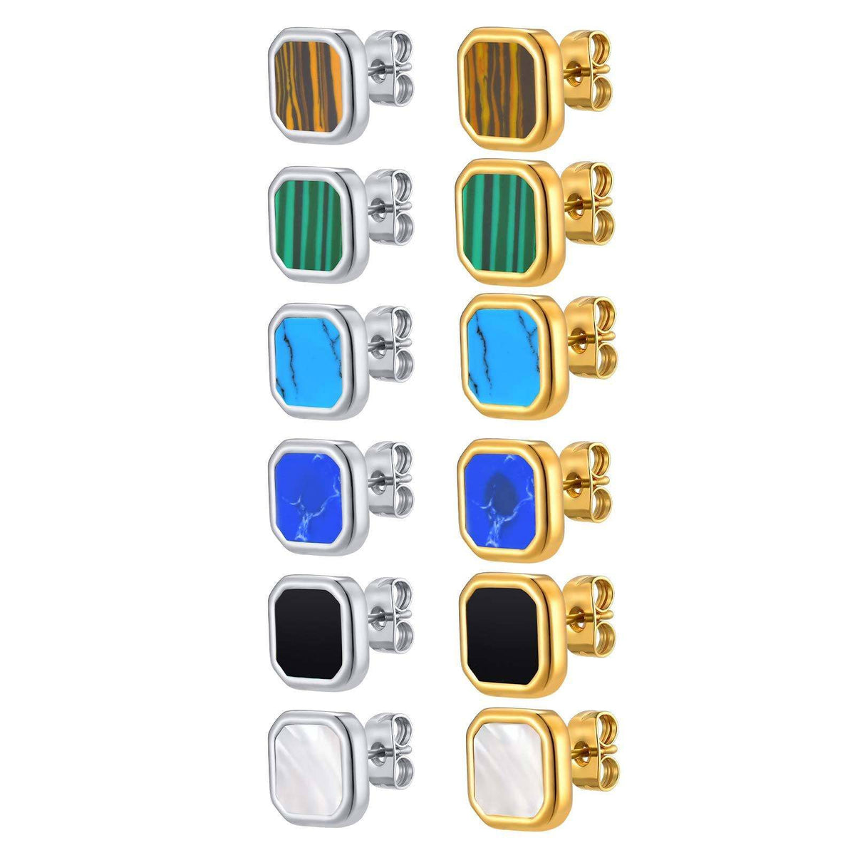 G廠-不鏽鋼時尚簡約款方形貝殼男女耳釘金色百搭潮流耳環批發「ES-728」25.12-2