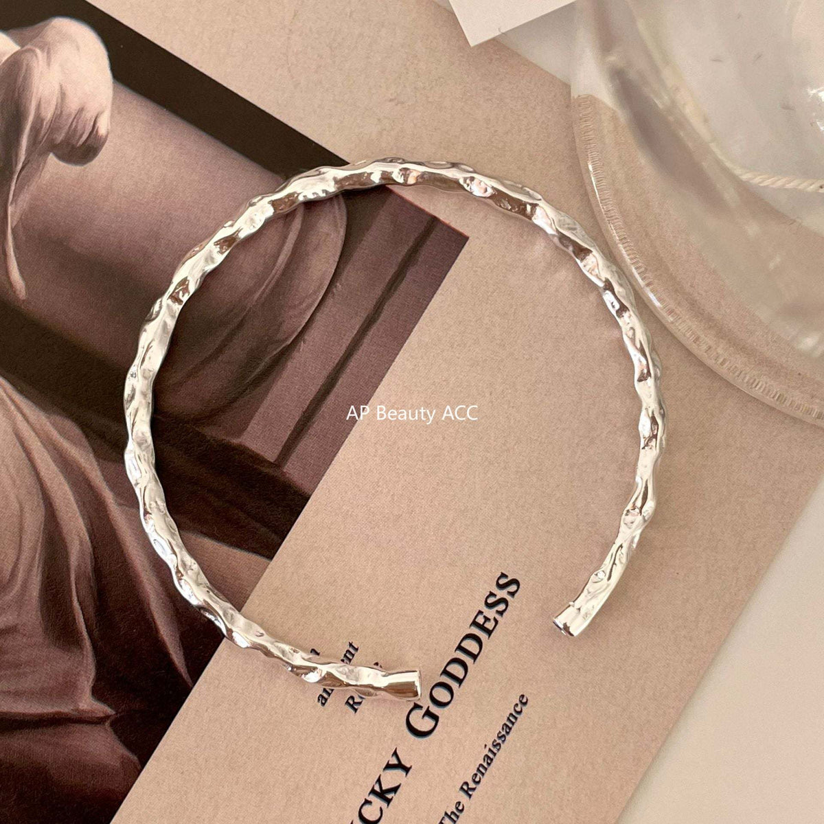 F廠-925純銀磨砂銀紋理手鐲手環ins小眾時尚氣質百搭冷淡風潮酷不規則「A255」25.12-1