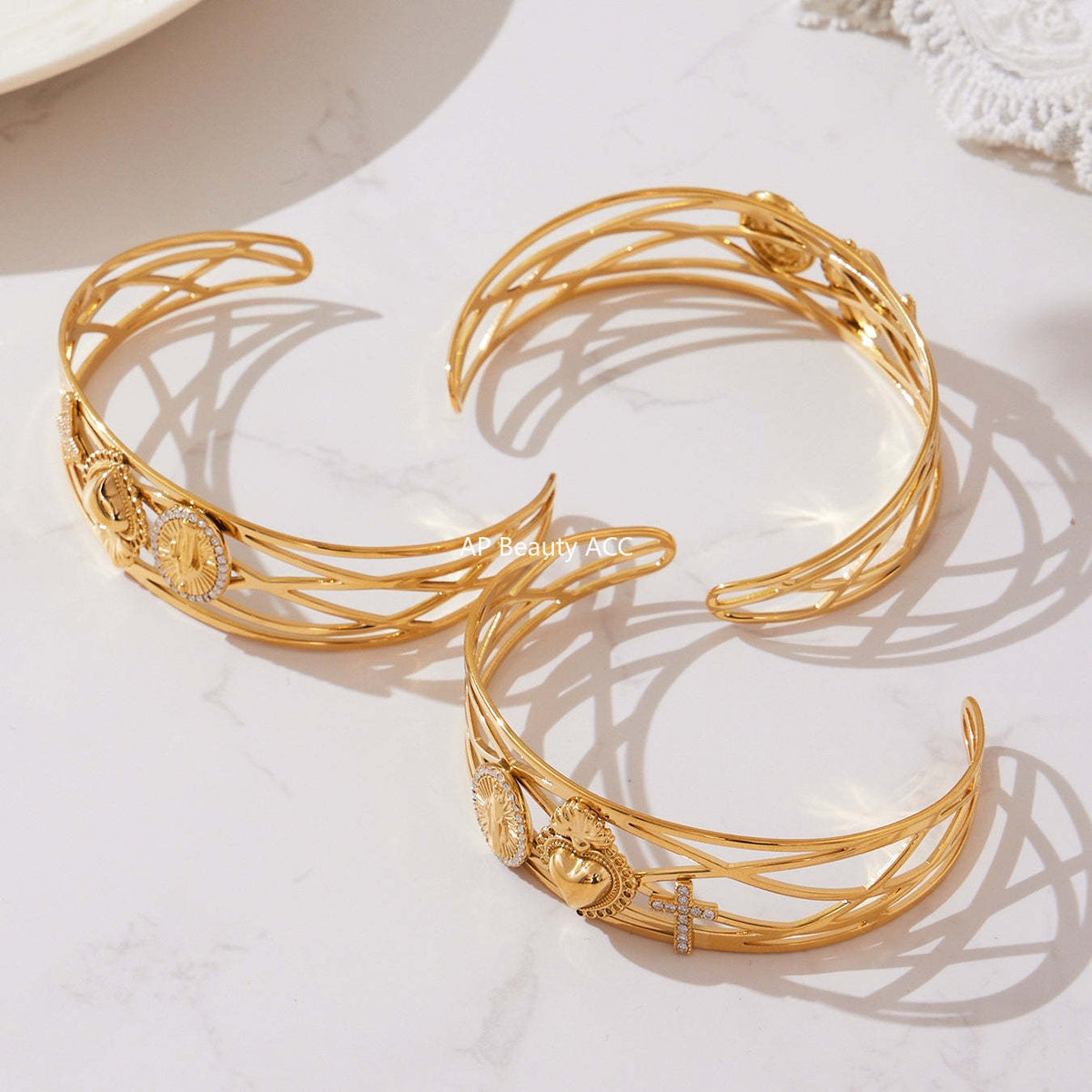 B廠-超閃5A鋯石五角星彈簧卡扣手鐲不鏽鋼材質鍍18k真金不掉色「Z500-Z501-Z502」25.10-5