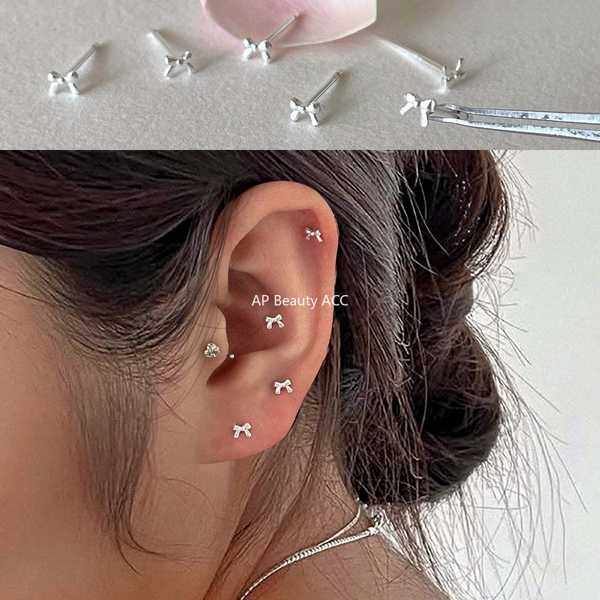 C廠-925純銀迷你蝴蝶結耳釘女甜美風精緻日常百搭耳環ins少女風耳飾「EH-4293」25.12-1