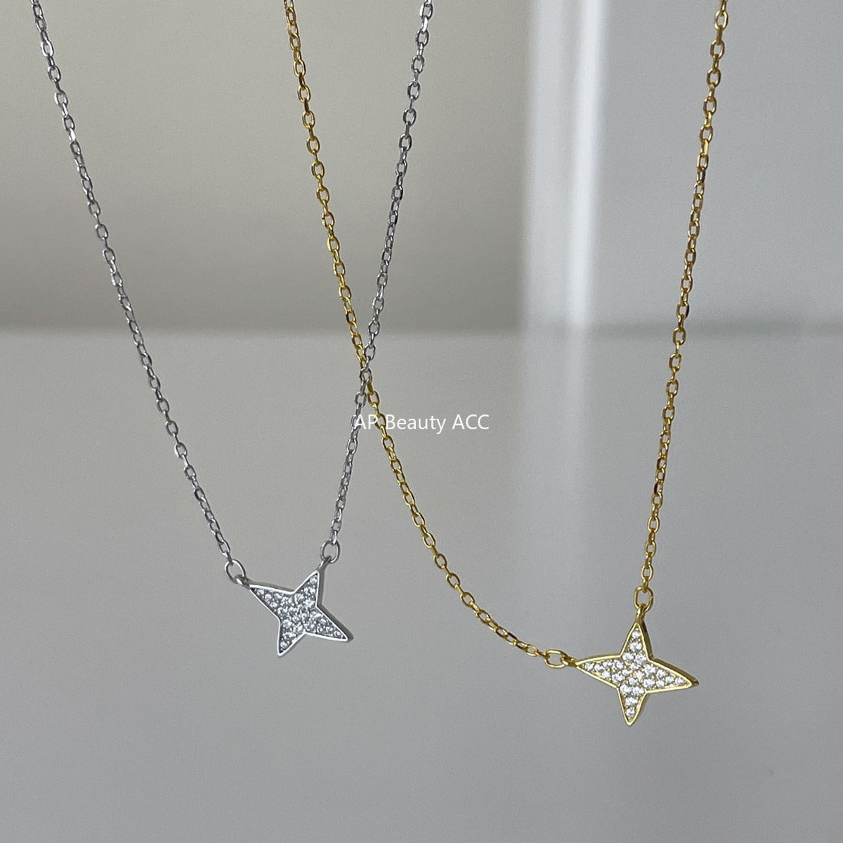 C廠-閃鑽星星純銀項鍊ins小眾設計輕奢高級感氣質鎖骨鏈簡約百搭頸鏈「XL-1229」25.11-1