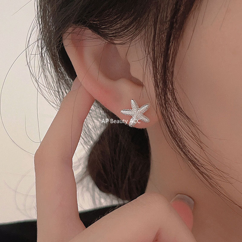 F廠-韓國韓版925純銀海星貝殼耳釘女簡約時尚ins風小紅書耳釘「C1219」25.10-1