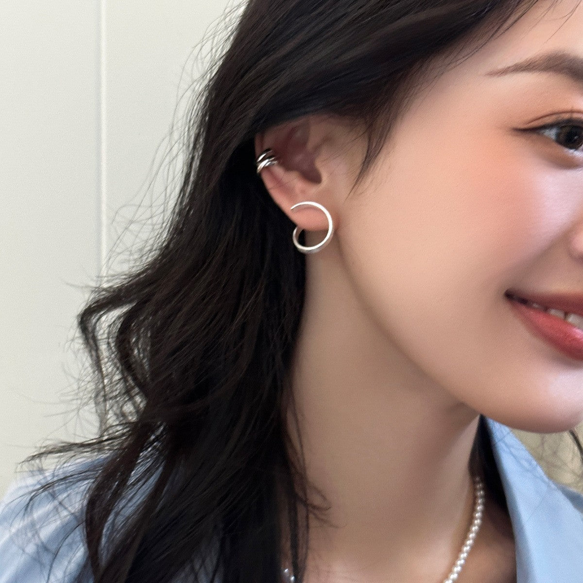 C廠-特個性扭曲回旋銀針耳釘女極簡冷淡風ins耳環輕奢高級感耳飾「EH-3581」25.05-5