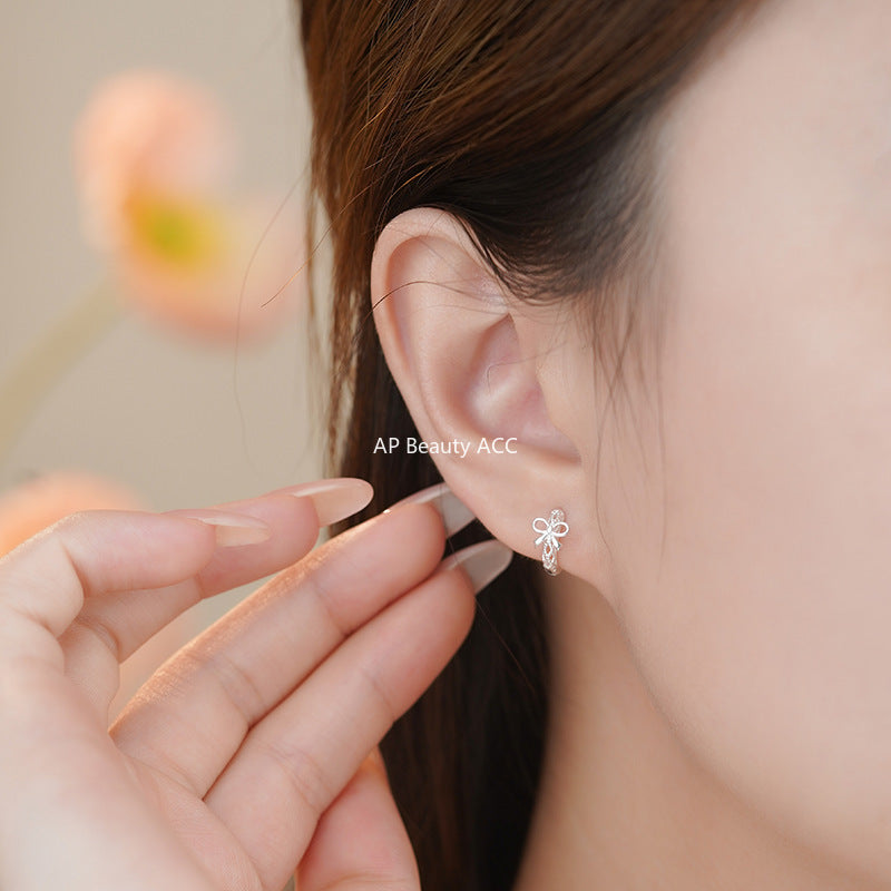 D廠-S925純銀日系鏤空蝴蝶結耳扣新款百搭高級感甜美溫柔氣質耳飾「YC2793E_1」25.11-1