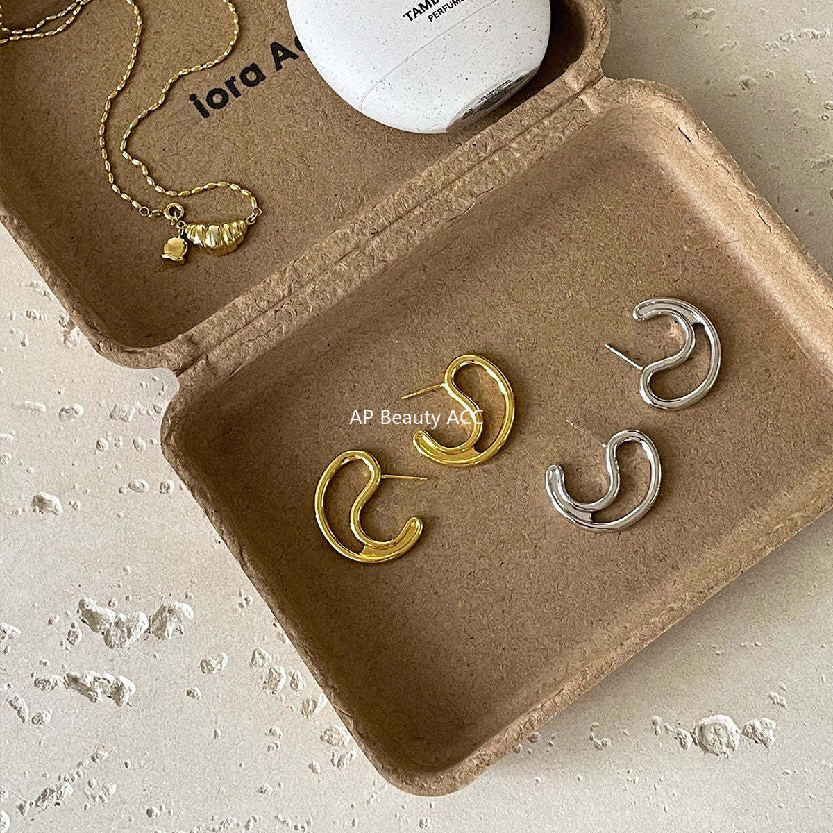 C廠-幾何C形銀針耳釘女時尚設計感高級秋冬耳環日韓時尚個性氣質耳飾「EH-4274」25.11-4