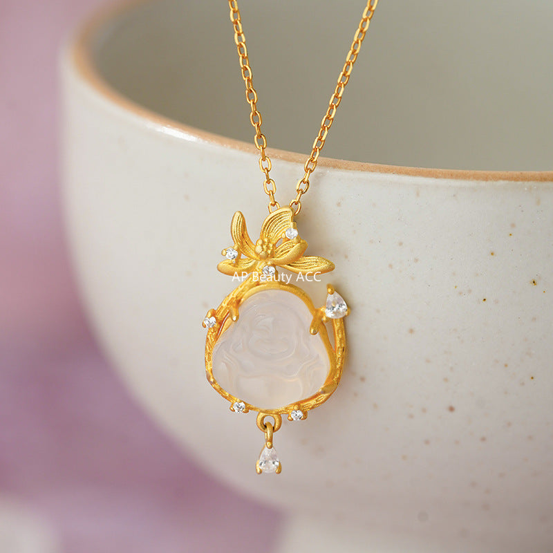 D廠-S925純銀佛公納福項鍊輕奢新中式宮廷風精美秋冬款貴氣鎖骨鏈「YC0953N_1」25.11-2