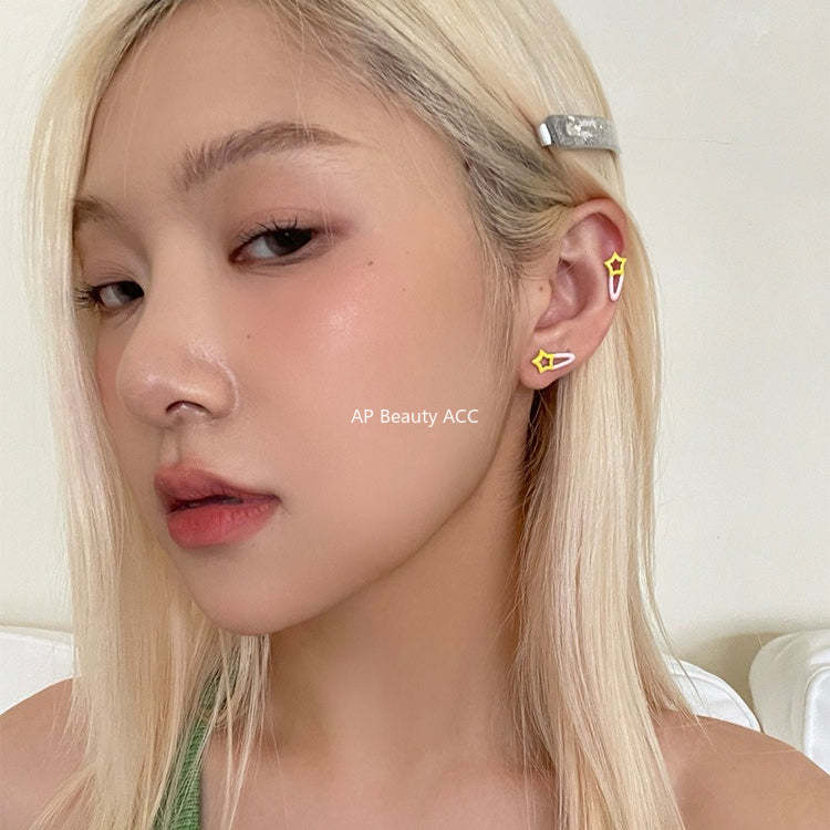 C廠-甜美可愛小眾星星發夾耳釘925銀針新款百搭少女清新簡約設計耳飾「EH-4261」25.11-3