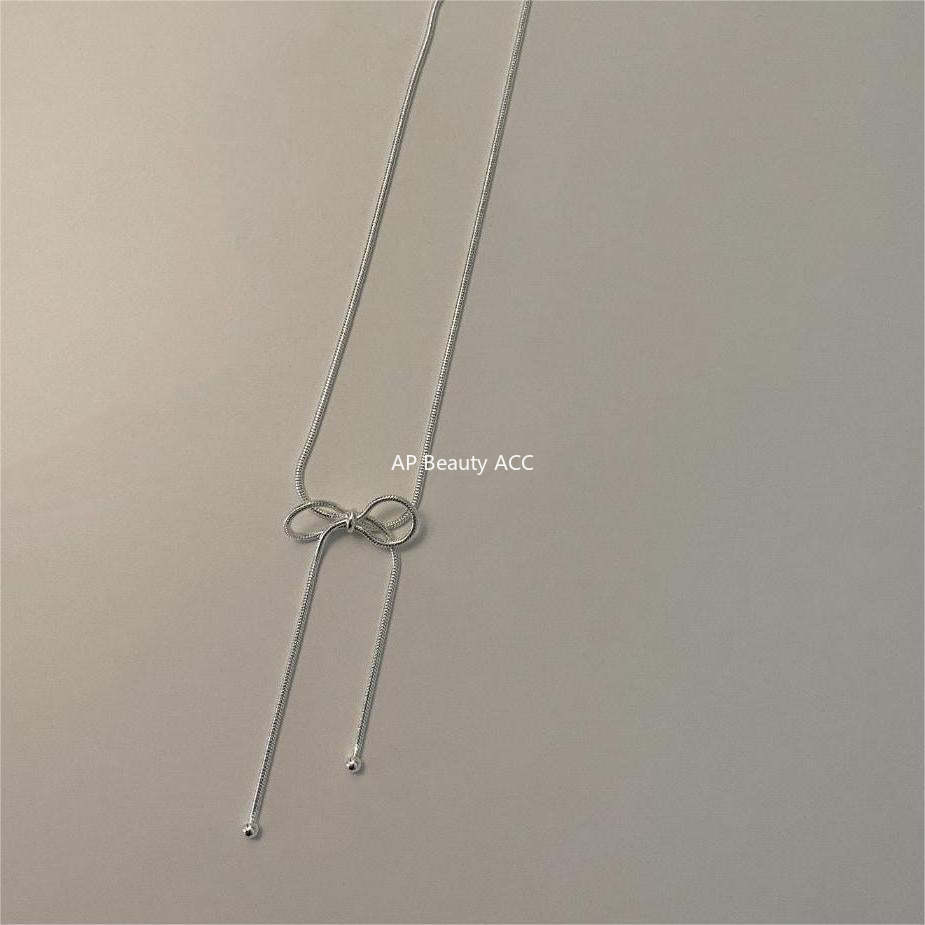 F廠-韓國韓版925純銀蝴蝶結蛇骨項鍊簡約ins網紅小紅書項鍊「B1190」25.12-2