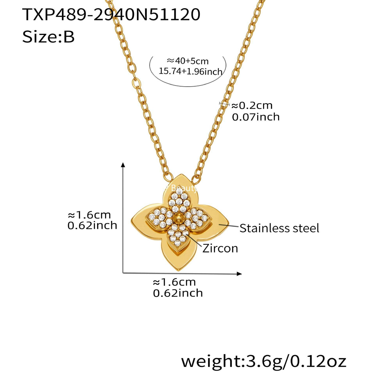 B廠-熱銷新品重十字夾珠鬱金香花朵鑲鋯石滿鑽鎖骨項鍊戒指套裝「TXP489」25.11-4