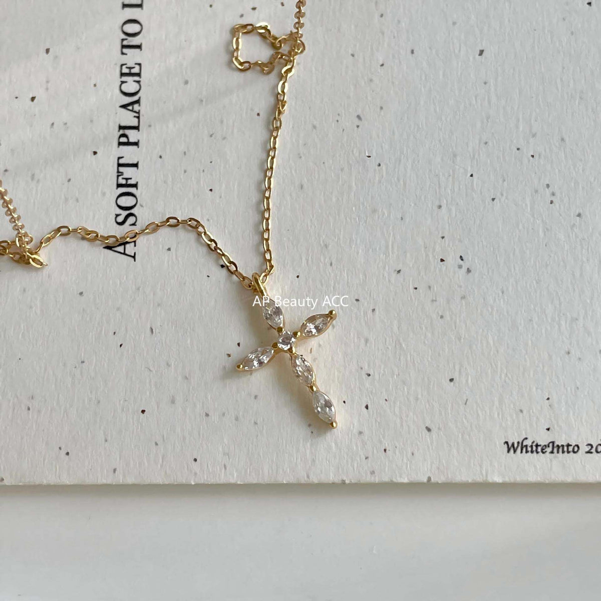 F廠-韓國韓版925純銀鋯石十字架項鍊簡約氣質ins小紅書項鍊「B1387」25.11-4