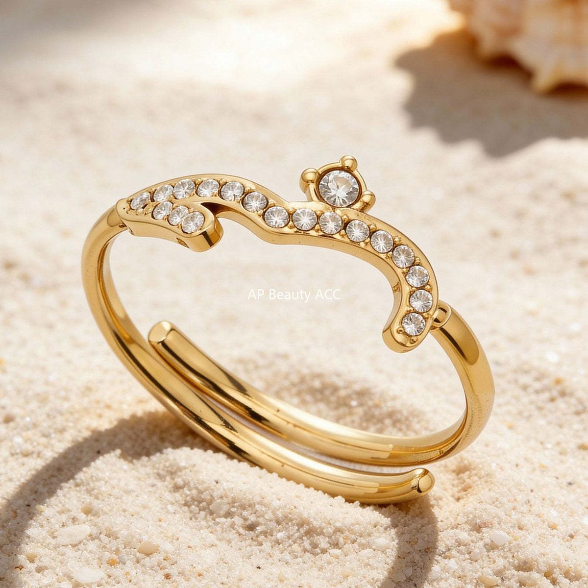 B廠-不鏽鋼細鑽鑲嵌鋯石開口戒指組合鍍18k真金INS小眾時尚設計手飾品「A382-A-A622-A674」25.12-3