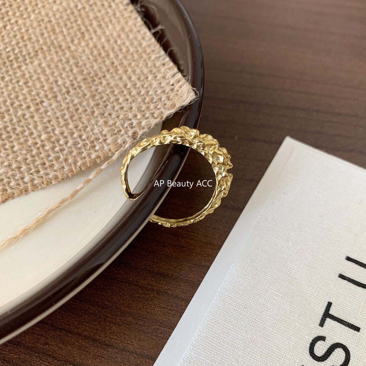 F廠-歐美時尚不規則凹凸面925純銀錫箔紙開口簡約異形戒指「J1393」25.12-3