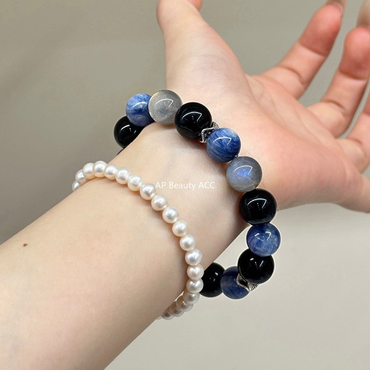 AS廠-天然藍晶石灰月光藍虎眼原創設計DIY手鍊手串水晶批髮「l2984」25.11-2