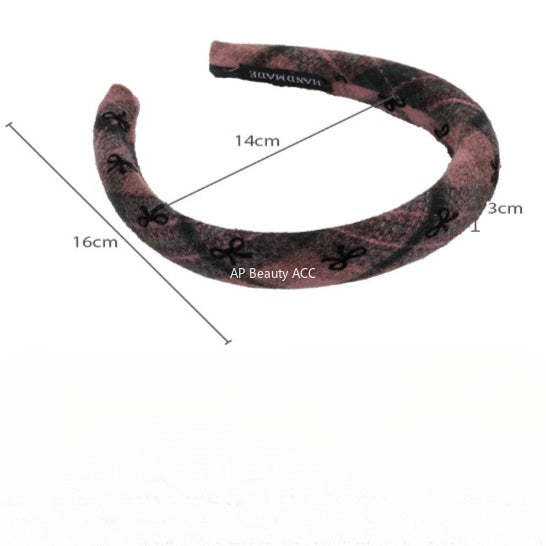 E廠-蝴蝶結毛呢髮箍秋冬高顱頂頭窟復古髮旅頭箍女高級感洋氣時尚髮飾「26085」25.11-3