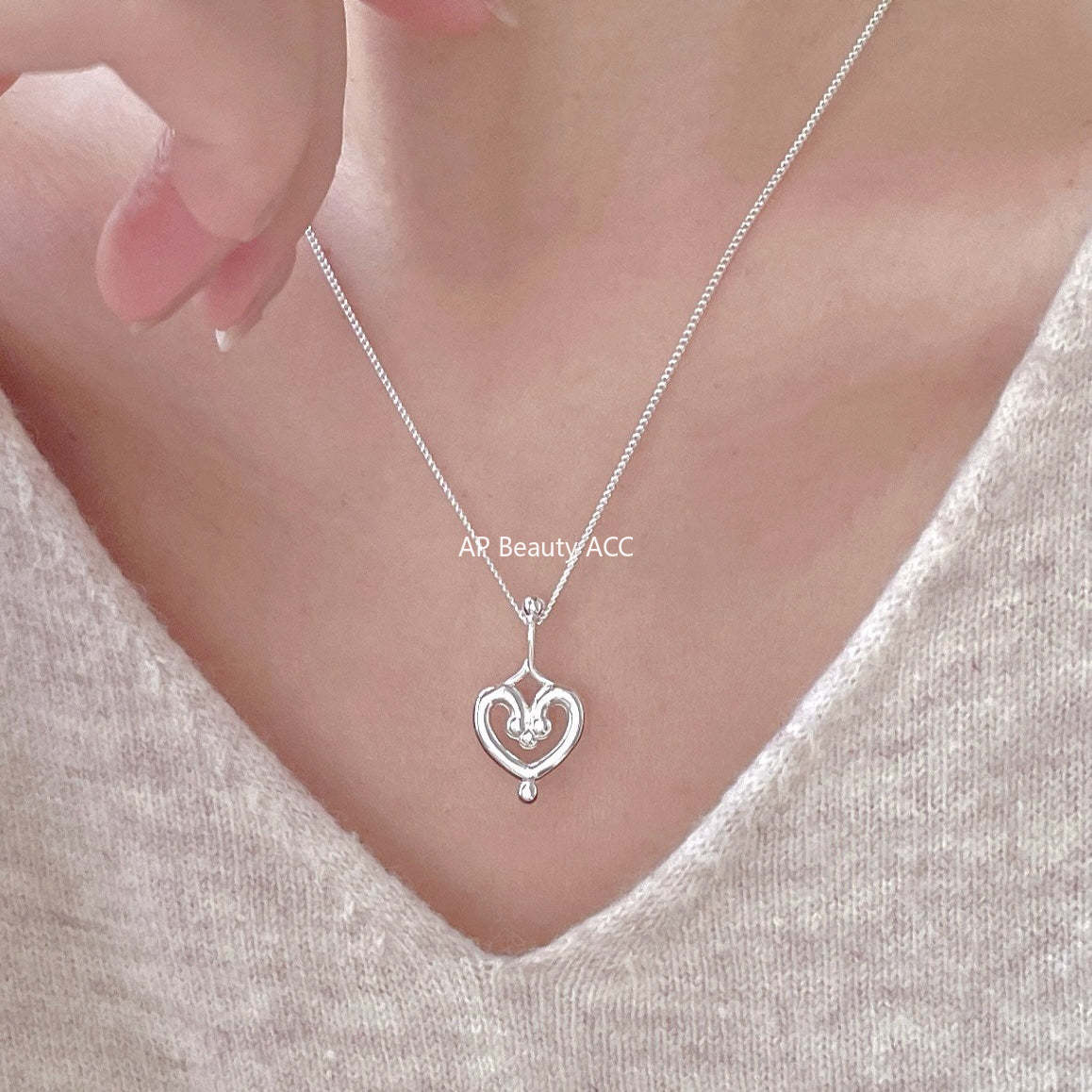 F廠-韓國韓版925純銀愛心項鍊簡約氣質百搭ins小紅書項鍊「B1382」25.11-3