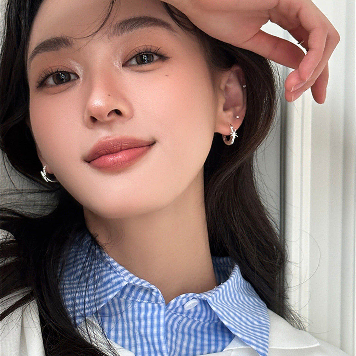C廠-925銀針八芒星耳環女小眾設計感個性耳圈簡約氣質百搭高級感耳扣「EH-3742」25.08-4