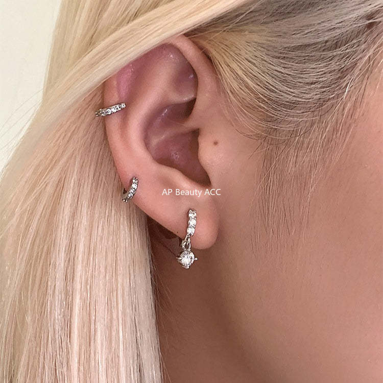 C廠-超閃水滴吊墜鋯石耳環女極簡日常高級感鈦鋼耳扣輕奢百搭秋冬耳飾「EH-4258」25.11-3