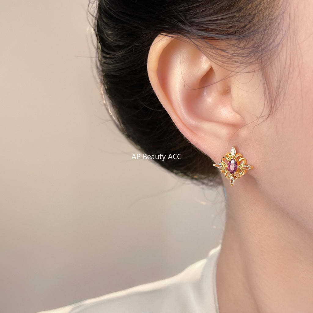 A廠-原創小眾設計時尚高級感輕奢風925銀針鍍14K個性新款耳飾工廠耳釘「7106」25.11-4