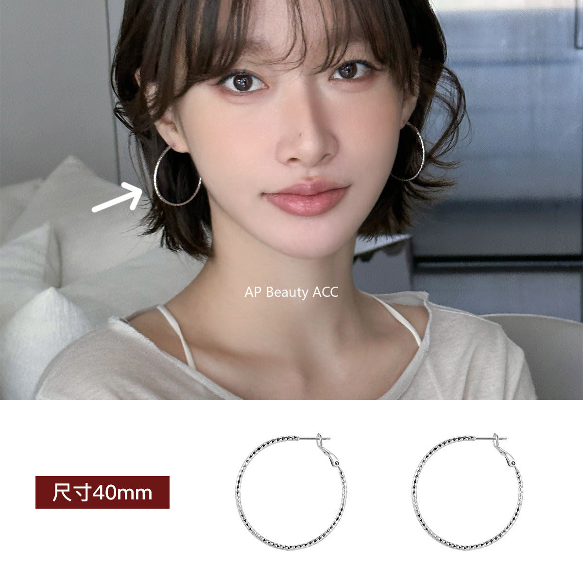 C廠-925銀針港風復古素圈耳環女小眾輕奢高級感耳扣百搭誇張通勤耳飾「EH-4176」25.10-3