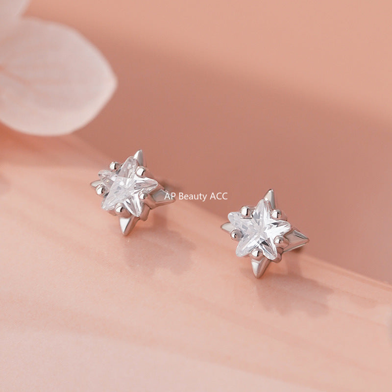 D廠-S999足銀新款星星藍鋯粉鋯白鋯耳環女簡約輕奢精緻高級耳釘「YC4910E_1」25.11-2