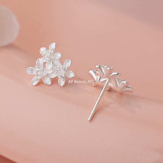 D廠-S999足銀清新花朵耳環女甜美氣質優雅輕奢高級感設計耳飾批發「YC9992E_1」25.11-2