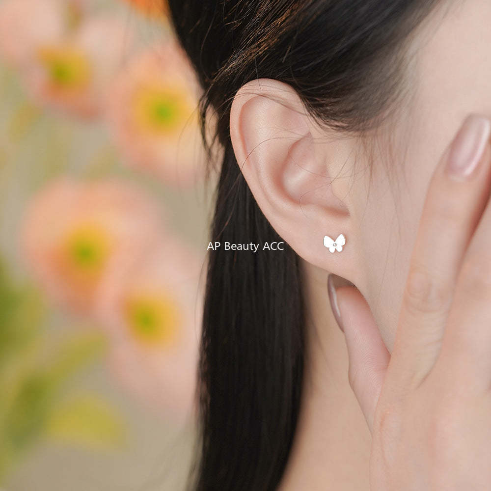 D廠-足銀S999可愛蝴蝶螺絲耳環你甜美風小清新氣質小巧精緻耳飾「YC6506E_1」25.11-4