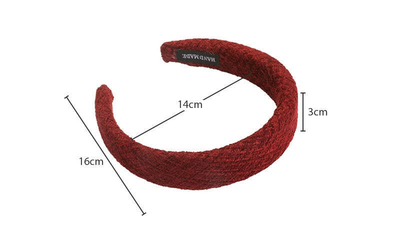 E廠-秋冬毛呢高顱頂髮箍紅色新年寬邊頭箍洗臉壓髮卡外出百搭海綿髮捆「27747」25.12-1
